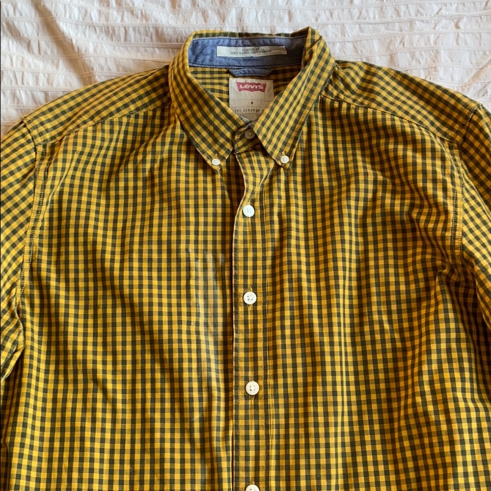 Yellow gingham button down shirt